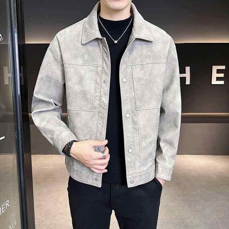 春 コーデ メンズ 用 服 分かりやすい 流行り物 オシャレ 成年者 かっこいい 馬鹿でかい大きさ 表どおり 成人男性服 なめし革 上衣 トップス ハイエンド ソリッドカラー 自動自転車 上衣