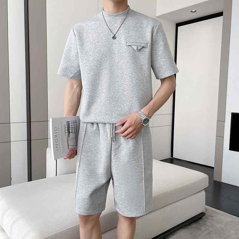 春 コーデ メンズ 用 服 シンプル ファッション オシャレ 大人 かっこいい 大きいサイズ ストリート 紳士服 カジュアル スーツ シンプル ハイエンド 半袖 パンツ T シャツ スポーツウェア