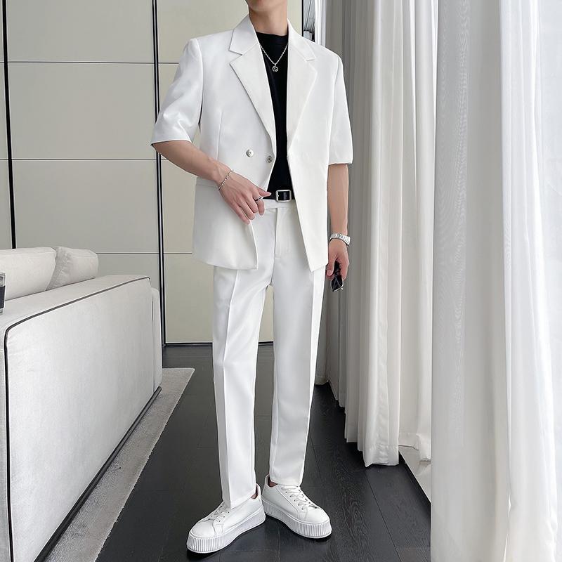 春 コーデ メンズ 用 服 シンプル ファッション オシャレ 大人 かっこいい 大きいサイズ ストリート 紳士服 カジュアル スーツ 薄手 ミッド スリーブ ジャケット