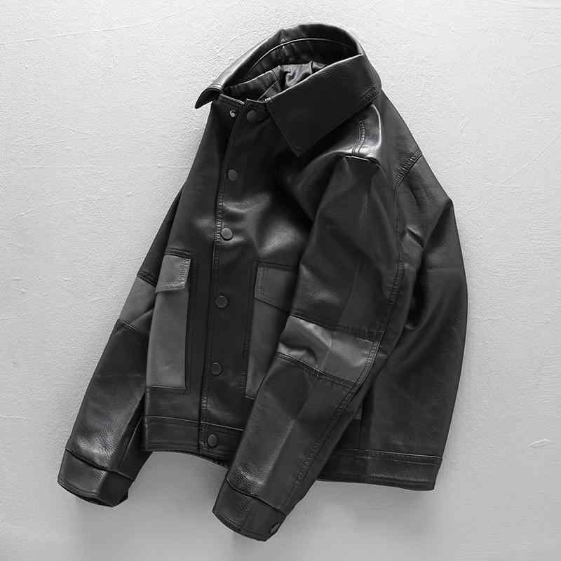 春 コーデ メンズ 用 服 シンプル ファッション オシャレ 大人 かっこいい 大きいサイズ ストリート 紳士服 アメリカン ジャケット ハイエンド カラーマッチング スリム バイク スーツ PU