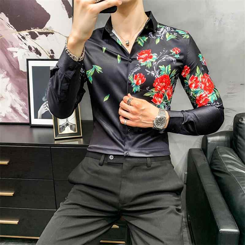 春 コーデ メンズ 用 服 シンプル ファッション オシャレ 大人 かっこいい 大きいサイズ ストリート 紳士服 長袖 シャツ プリント カジュアル スリム 韓国スタイル 花柄