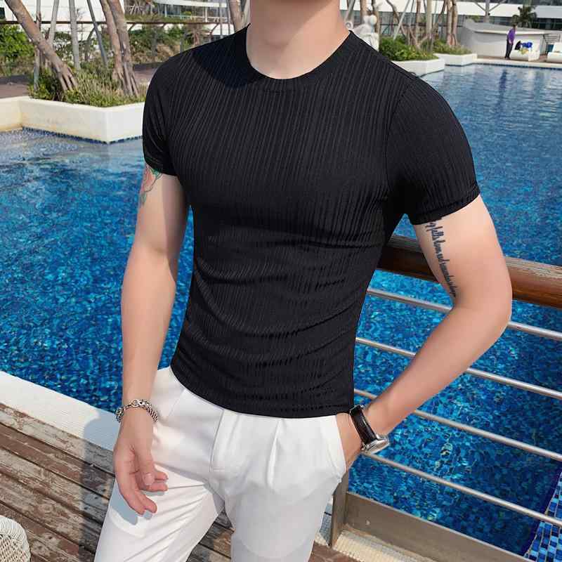 春 コーデ メンズ 用 服 シンプル ファッション オシャレ 大人 かっこいい 大きいサイズ ストリート 紳士服 半袖 T シャツ ソリッドカラー スリムフィット タイト 黒 白