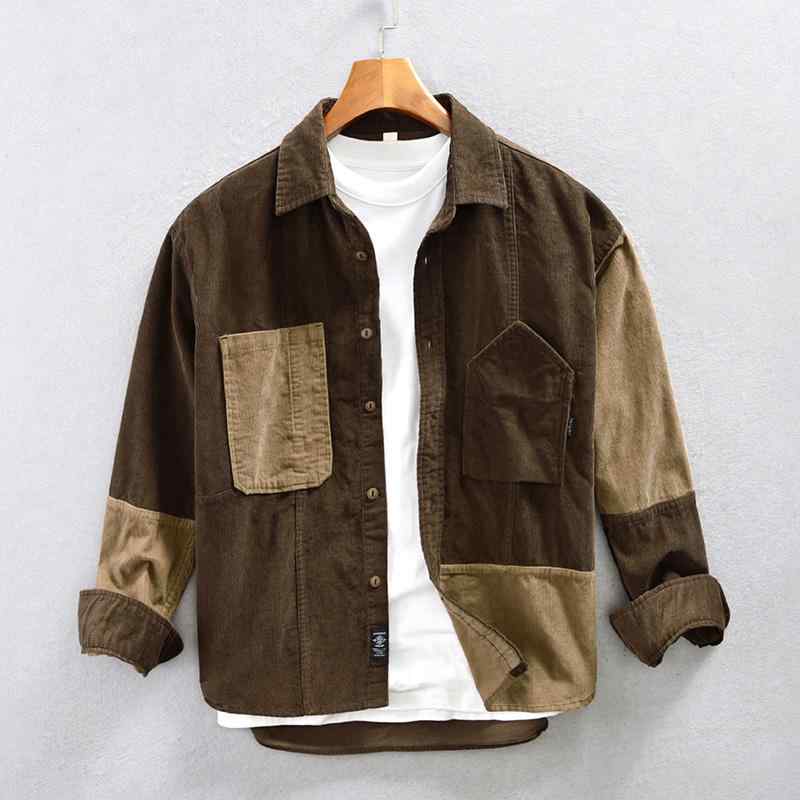 春 コーデ メンズ 用 服 シンプル ファッション オシャレ 大人 かっこいい 大きいサイズ ストリート 紳士服 コーデュロイ シャツ
