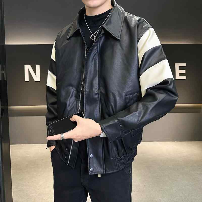 春 コーデ メンズ 用 服 シンプル ファッション オシャレ 大人 かっこいい 大きいサイズ ストリート 紳士服 PU ジャケット 韓国スタイル カジュアル トップス ｜リコット