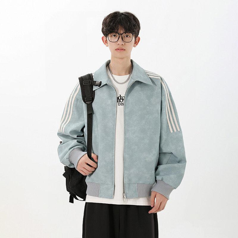 春 コーデ メンズ 用 服 分かりやすい 流行り物 オシャレ 成年者 かっこいい 馬鹿でかい大きさ 表どおり 成人男性服  縞模様 上衣 アメリカン レトロ 後ろぎたない 上衣 ハイエンド 冷やりとした