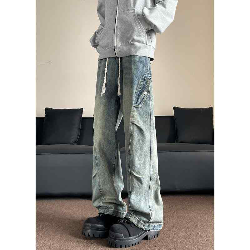春 コーデ メンズ 用 服 シンプル ファッション オシャレ 大人 かっこいい 大きいサイズ ストリート 紳士服 カーゴ ジーンズ レトロ ダメージ アメリカン クリーン フィットパンツ ストレート ワイド パンツ
