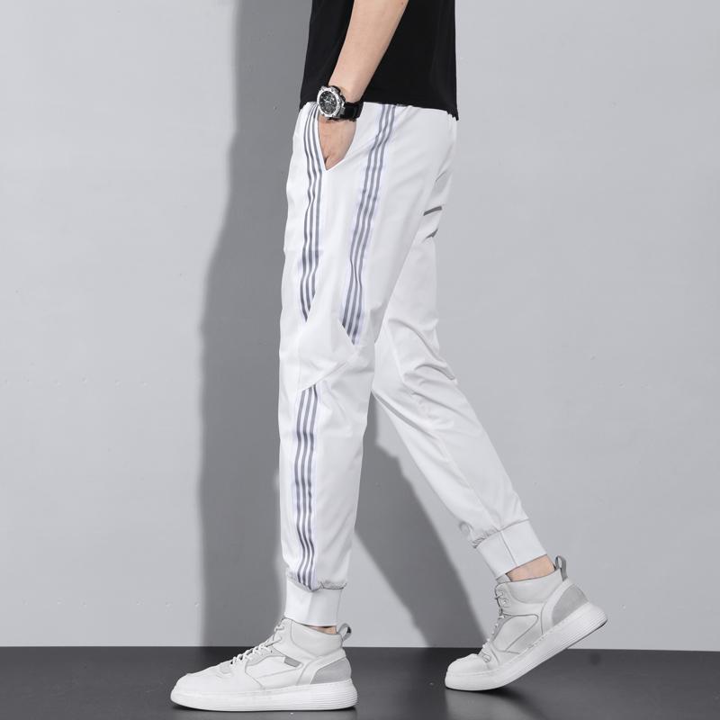春 コーデ メンズ 用 服 シンプル ファッション オシャレ 大人 かっこいい 大きいサイズ ストリート 紳士服 ホワイト カジュアル パンツ 薄手 レッグ タイ スポーツ 九分丈 通気性 速乾