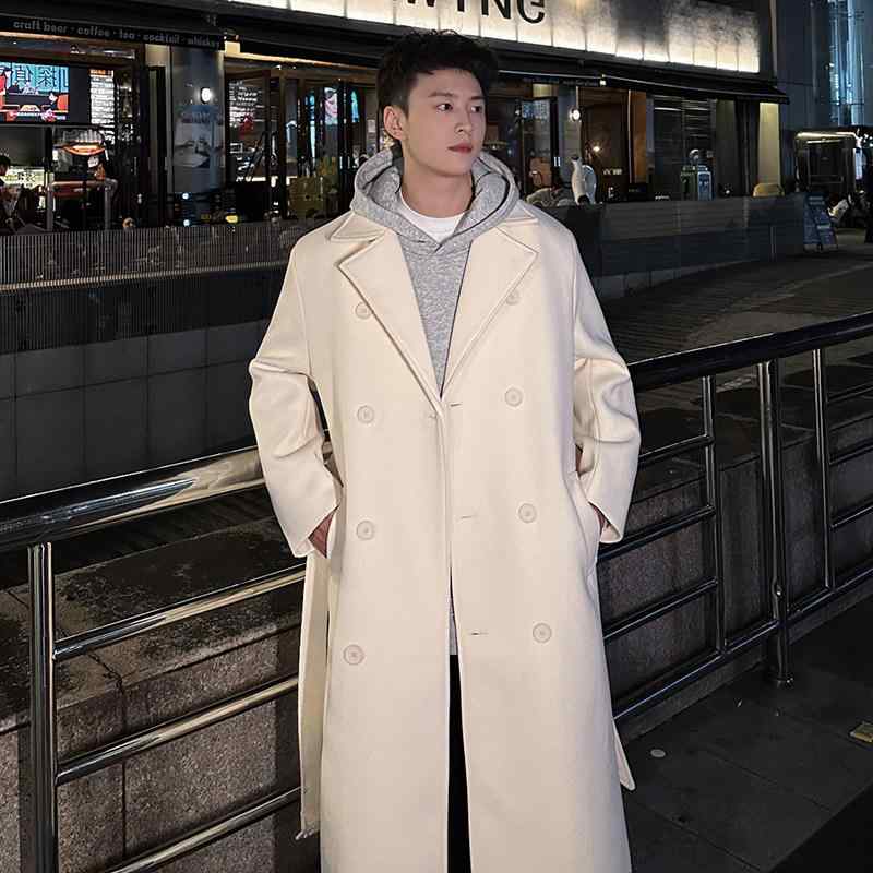 春 コーデ メンズ 用 服 シンプル ファッション オシャレ 大人 かっこいい 大きいサイズ ストリート 紳士服 ウール コート ミドル丈 厚手 ハイエンド ロング ウインドブレーカー