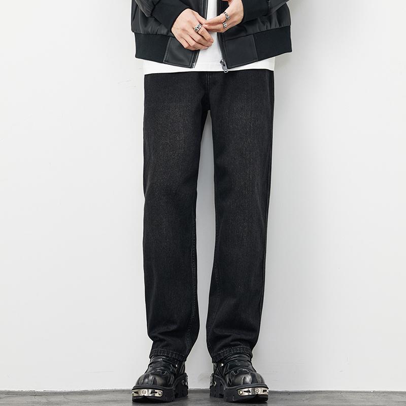 春 コーデ メンズ 用 服 シンプル ファッション オシャレ 大人 かっこいい 大きいサイズ ストリート 紳士服 アメリカン ストリート ブラック レトロ ジーンズ ストレッチ ウエスト ストレート ワイド レッグ カジュアル パンツ