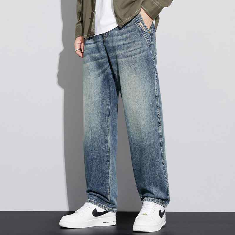 春 コーデ メンズ 用 服 シンプル ファッション オシャレ 大人 かっこいい 大きいサイズ ストリート 紳士服 アメリカン ジーンズ レトロ ストリート ストレート ロング パンツ