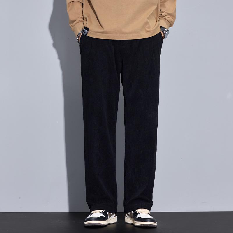 春 コーデ メンズ 用 服 シンプル ファッション オシャレ 大人 かっこいい 大きいサイズ ストリート 紳士服 コーデュロイ ストレート カジュアル パンツ 黒 無地 ズボン