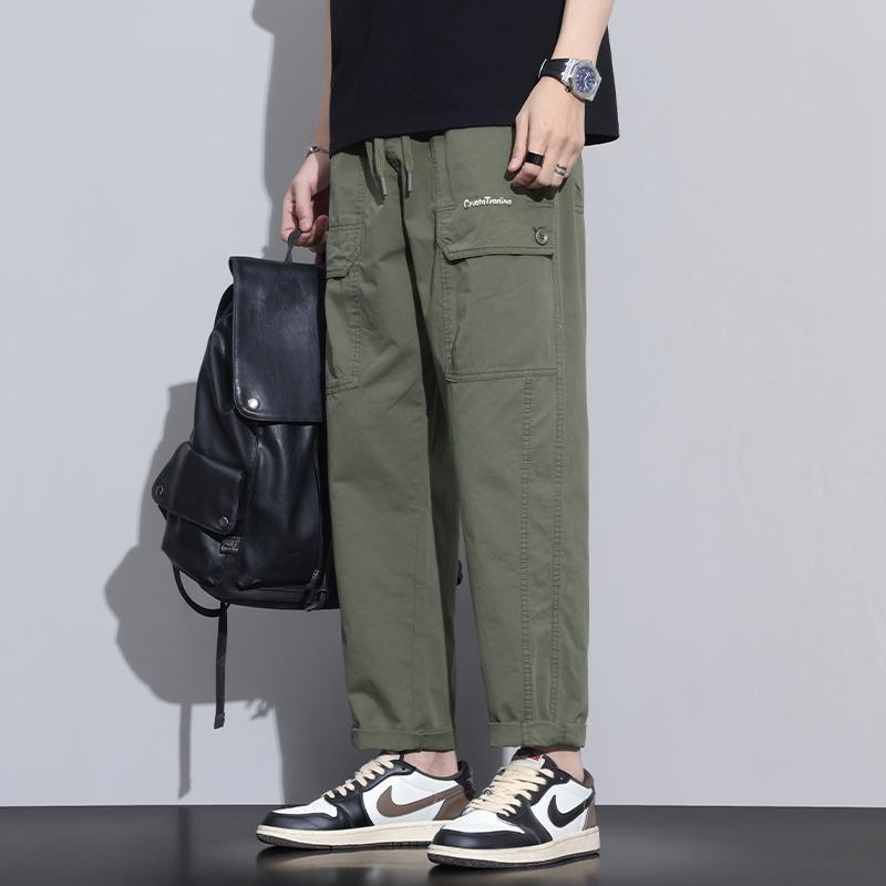 春 コーデ メンズ 用 服 シンプル ファッション オシャレ 大人 かっこいい 大きいサイズ ストリート 紳士服 マルチ ポケット 薄手 テーパード 九分丈 カジュアル パンツ