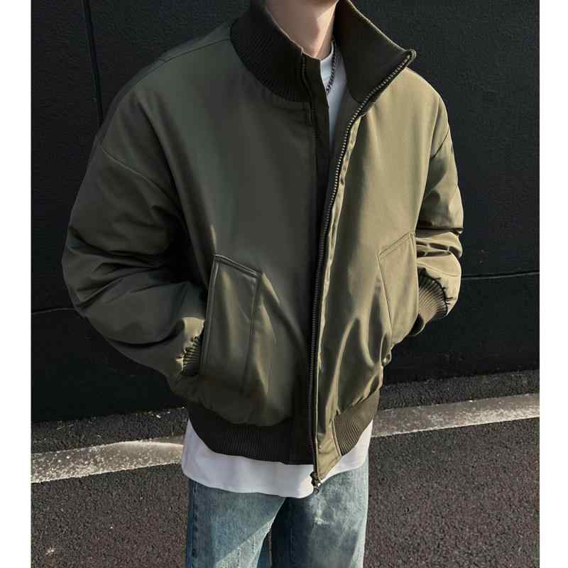 春 コーデ メンズ 用 服 シンプル ファッション オシャレ 大人 かっこいい 大きいサイズ ストリート 紳士服 アメリカン ボンバー ジャケット シルエット コットン コート クリーン フィット スタンドカラー ｜リコット