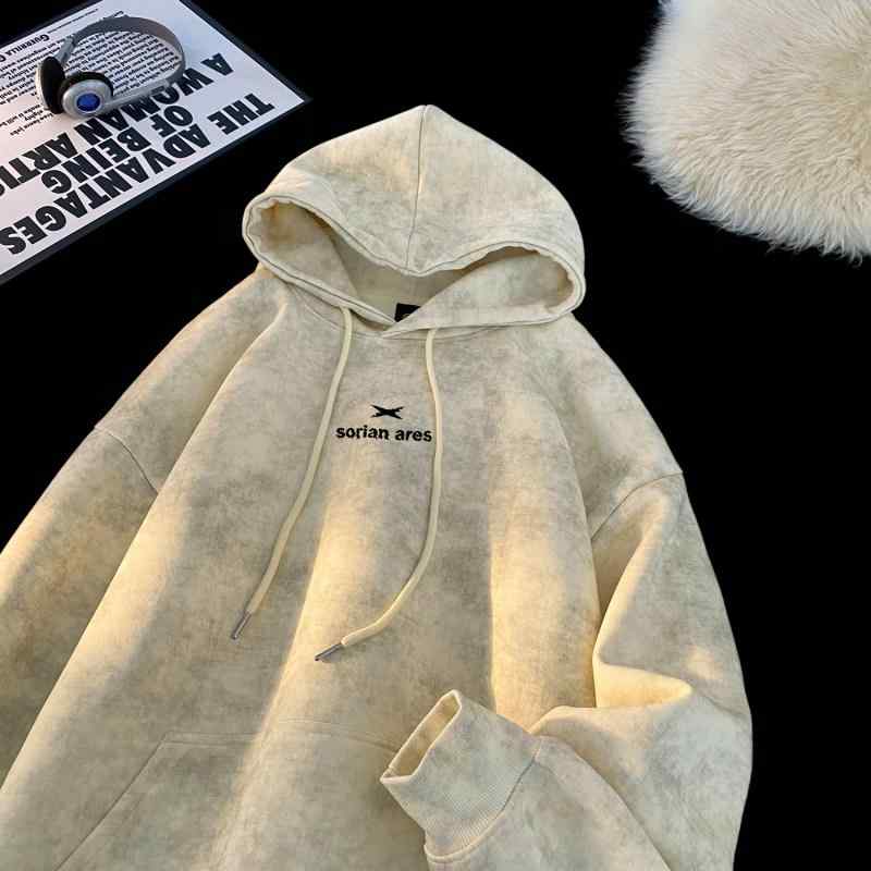 春 コーデ メンズ 用 服 シンプル ファッション オシャレ 大人 かっこいい 大きいサイズ ストリート 紳士服 ヘビースウェット シャツ アメリカン レトロ ダーティ ジャケット フード付き トップス