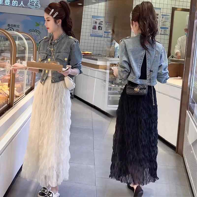 春 コーデ レディース ファッション オシャレ アイテム カワイイ コーデ シンプル きれい ナチュラル 上品カジュアル 用 洋風 スカート Aライン 透け感 夏 カジュアル デニム ジャケット トップス ツーピース スーツ