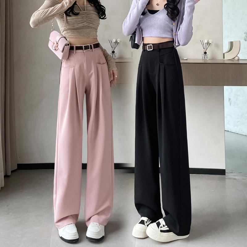 春 コーデ レディース ファッション オシャレ アイテム カワイイ コーデ シンプル きれい ナチュラル 上品カジュアル 用 ピンク スーツ パンツ ハイウエスト ドレープ スリム ナロー ワイド レッグ カジュアル