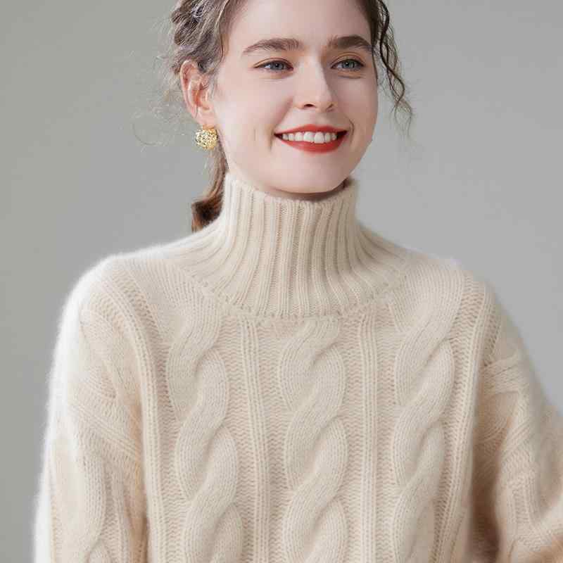 春 コーデ レディース ファッション オシャレ カワイイ シンプル きれいめ ナチュラル 上品カジュアル 婦人服 厚手 セーター タートルネック ツイスト ゆったり