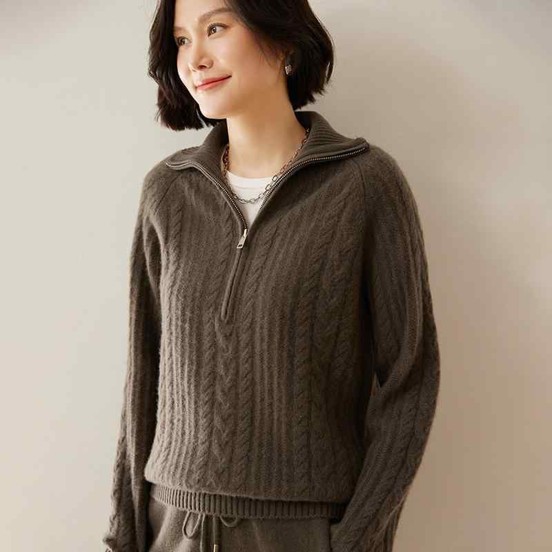 春 コーデ レディース ファッション オシャレ カワイイ シンプル きれいめ ナチュラル 上品カジュアル 婦人服 ポロカラー セーター 厚手 ツイスト