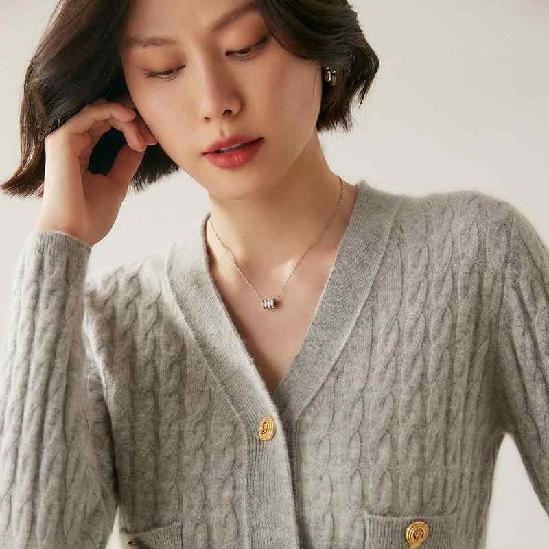 春 コーデ レディース ファッション オシャレ カワイイ シンプル きれいめ ナチュラル 上品カジュアル 婦人服 フレッシュ ツイスト Vネックカーディガン ニット ソリッドカラー ウール コート アウター セーター