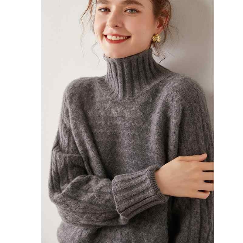 春 コーデ レディース ファッション オシャレ カワイイ シンプル きれいめ ナチュラル 上品カジュアル 婦人服 ツイスト タートルネック セーター ゆったり セーター ソフト ニット トップス