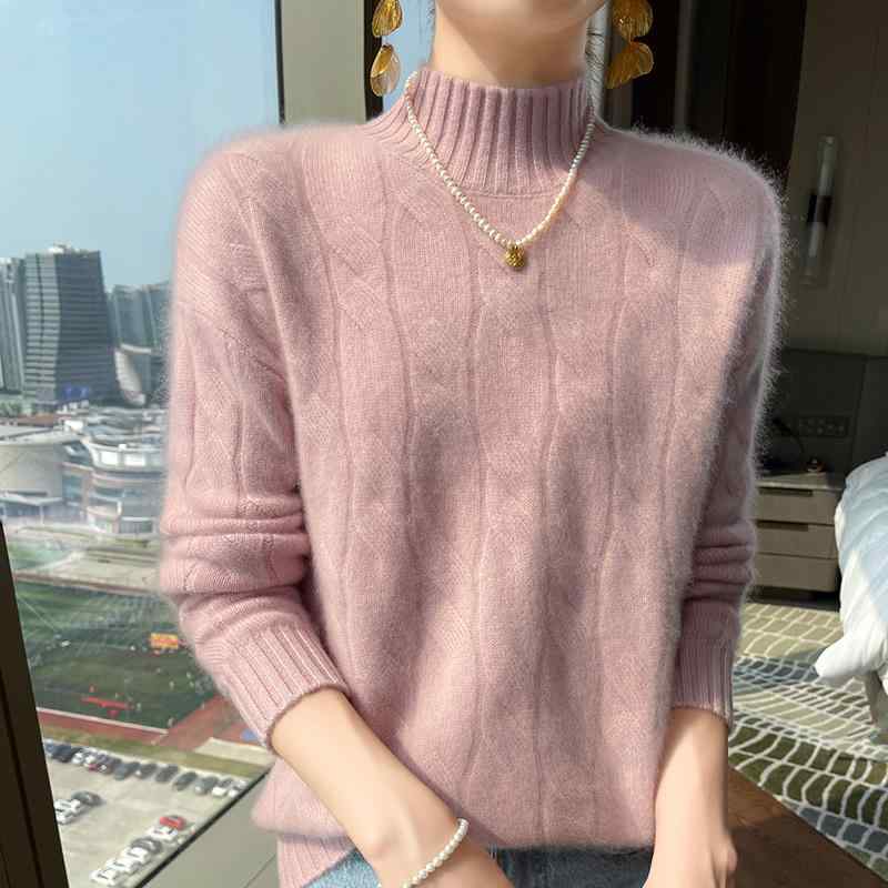 春 コーデ レディース 流行り物 オシャレ カワイイ   分かりやすい 好いたらしいめ 自然的 雅びやか心地よい お上さん服 ダブル 二分の一 タートルネック スウェーター ゆったり プルオーバー 無地 ティーシャツ スウェーター