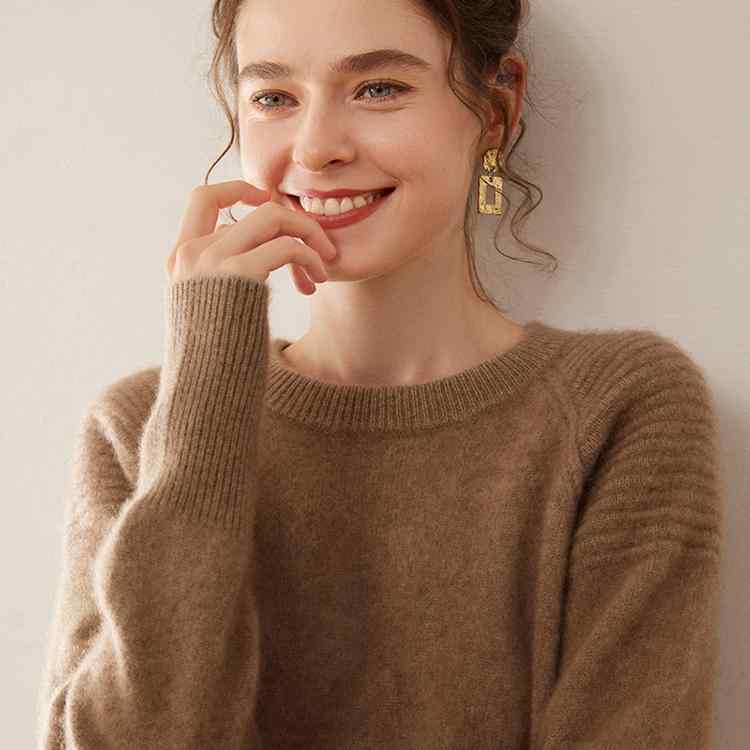 春 コーデ レディース ファッション オシャレ カワイイ シンプル きれいめ ナチュラル 上品カジュアル 婦人服 ラウンドネック セーター ニット 防寒 ベース レイヤー