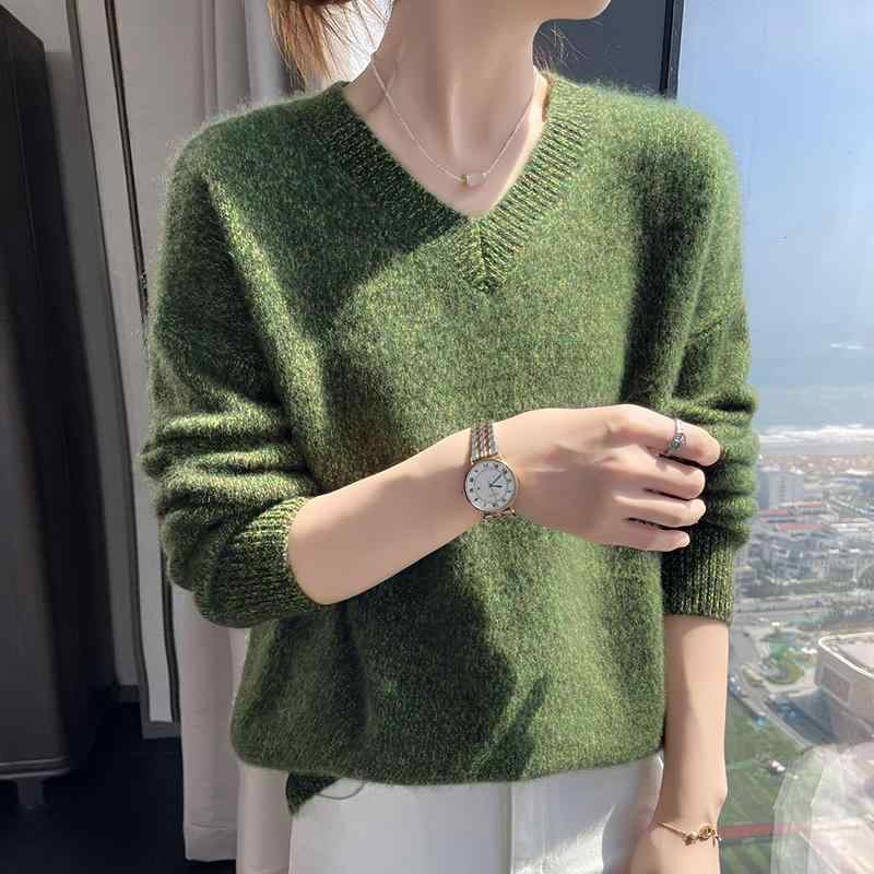 春 コーデ レディース 流行り物 オシャレ カワイイ   分かりやすい 好いたらしいめ 自然的 雅びやか心地よい お上さん服 防寒 花 スウェーター Vのど首 落っこちる 肩部 捩り か細い 羊毛 朦々たる