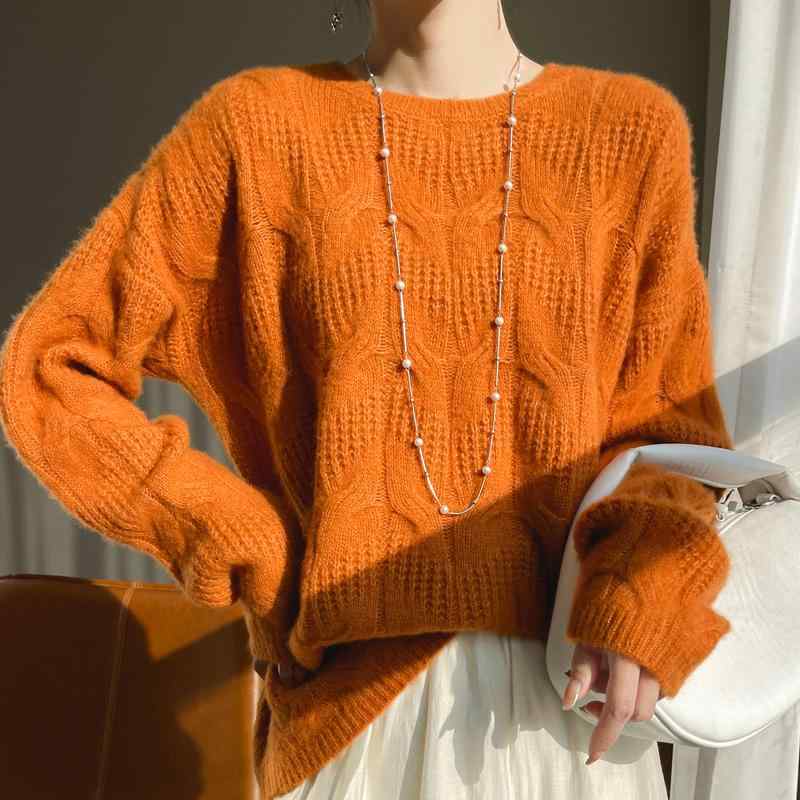 春 コーデ レディース 流行り物 オシャレ カワイイ   分かりやすい 好いたらしいめ 自然的 雅びやか心地よい お上さん服 引き分け ラウンドのど首 編み物 スウェーター ゆったり