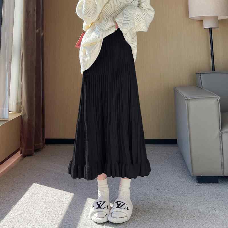 春 コーデ レディース ファッション オシャレ カワイイ シンプル きれいめ ナチュラル 上品カジュアル 婦人服 黒 フィッシュテール スカート ストレッチ ハイウエスト スリム ミドル丈 Aライン 裾 アンブレラ 5,244円