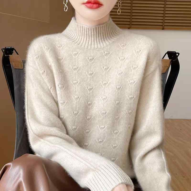 春 コーデ レディース ファッション オシャレ カワイイ シンプル きれいめ ナチュラル 上品カジュアル 婦人服 ハーフ ハイネック セーター 厚手 ベース ウール
