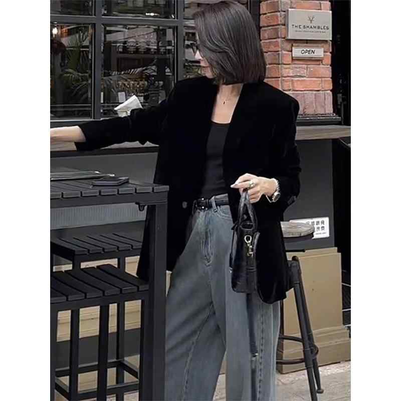 春 コーデ レディース ファッション オシャレ カワイイ シンプル きれいめ ナチュラル 上品カジュアル 婦人服 ベルベットスーツ ジャケット ハイエンド パッド入り 厚手 スーツ トップス