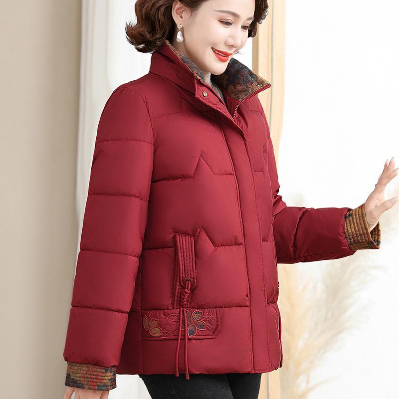 春 コーデ レディース ファッション オシャレ カワイイ シンプル きれいめ ナチュラル 上品カジュアル 婦人服 ダウン コットン 防寒 大きいサイズ 赤 厚手 コート