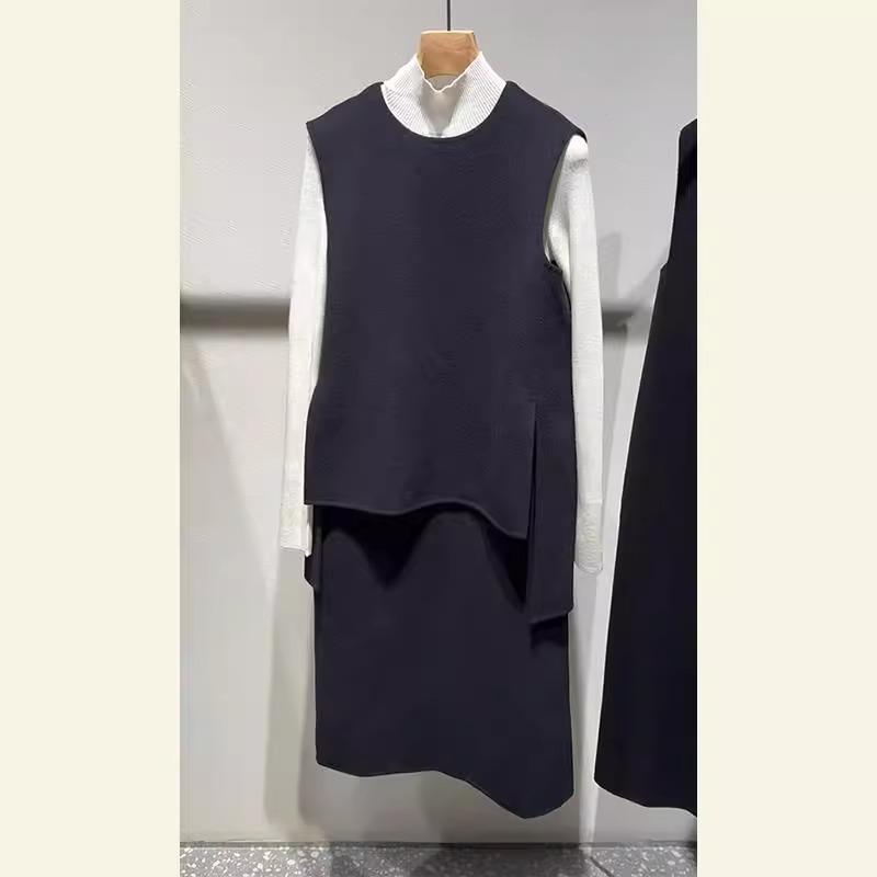 春 コーデ レディース ファッション オシャレ カワイイ シンプル きれいめ ナチュラル 上品カジュアル 婦人服 ヘボン スリーピース 快適 通勤ウェア シャツ ノースリーブベスト スカート |リコット