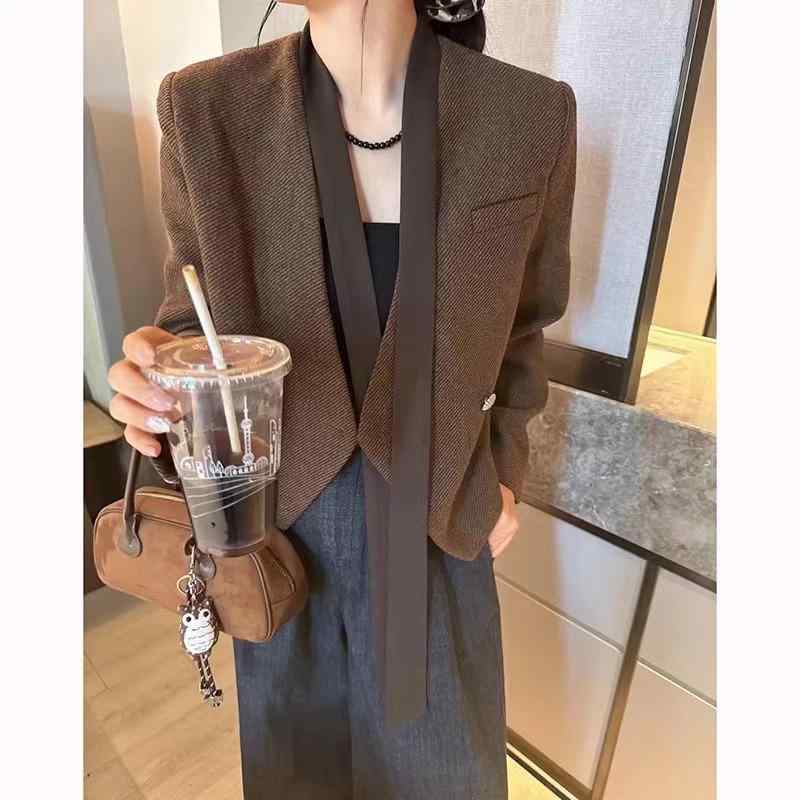 春 コーデ レディース 流行り物 オシャレ カワイイ   分かりやすい 好いたらしいめ 自然的 雅びやか心地よい お上さん服 同盟罷工ジューサー Vのど首 ハイエンド 背広 上衣 通いお召しもの
