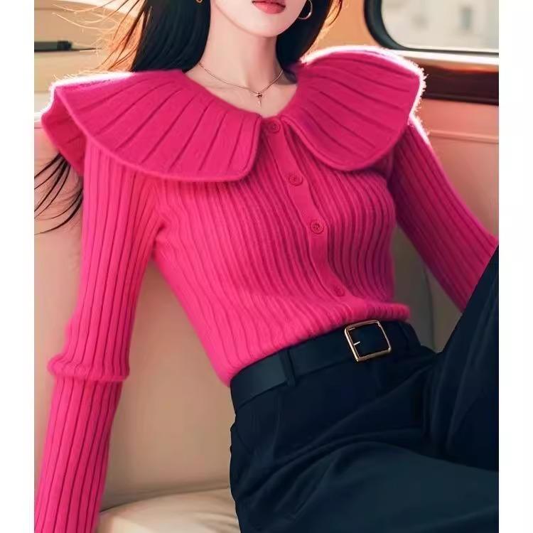 春 コーデ レディース 流行り物 オシャレ カワイイ   分かりやすい 好いたらしいめ 自然的 雅びやか心地よい お上さん服 お人形さん 色合い サクラ色赤いこと か細い 填まる スウェーター 今めかしい プルオーバー
