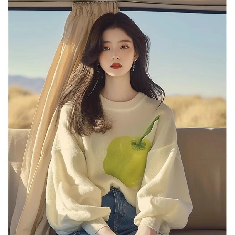 春 コーデ レディース ファッション オシャレ カワイイ シンプル きれいめ ナチュラル 上品カジュアル 婦人服 セーター ウエスタンスタイル スリム アプリコット プリント ニット レイヤリング シャツ