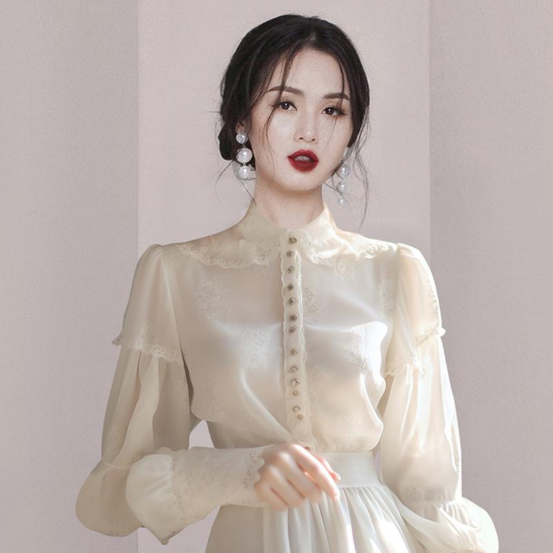 春 コーデ レディース ファッション オシャレ カワイイ シンプル きれいめ ナチュラル 上品カジュアル 婦人服 フレンチ シック 白 レース シャツ ハイエンド ヨーロピアン インナートップ