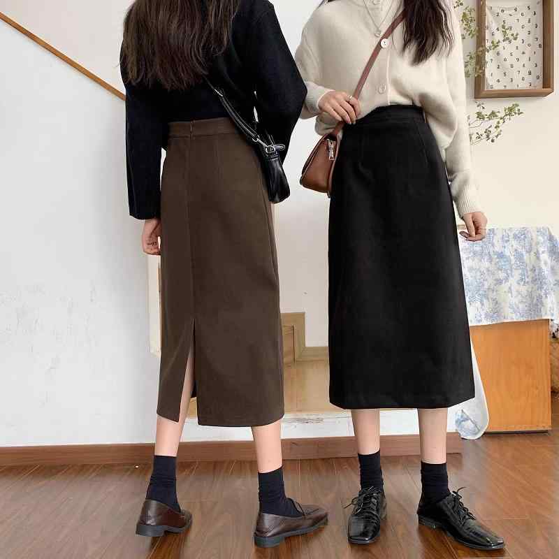 春 コーデ レディース ファッション オシャレ カワイイ シンプル きれいめ ナチュラル 上品カジュアル 婦人服 スカート ハイウエスト スリム クラシック スリット ミドル丈 Aライン ｜リコット