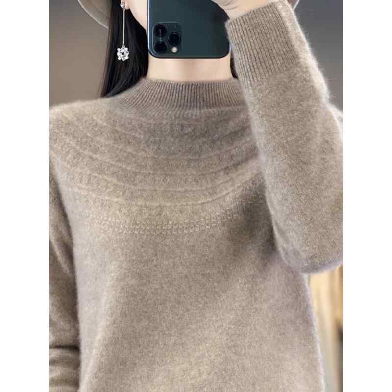 春 コーデ レディース ファッション オシャレ カワイイ シンプル きれいめ ナチュラル 上品カジュアル 婦人服 秋服 ハーフ タートルネック セーター 長袖 セーター ソフト トップス