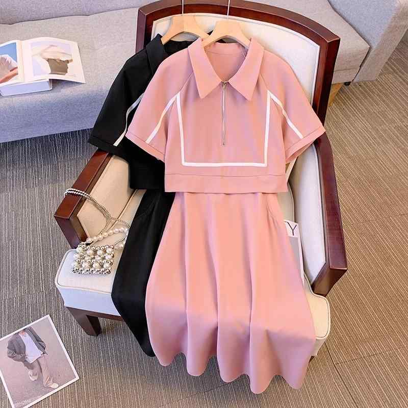 春 コーデ レディース ファッション オシャレ カワイイ シンプル きれいめ ナチュラル 上品カジュアル 婦人服 大きいサイズ フェイク ツーピース ドレス 夏 ゆったり スリム Aライン スカート