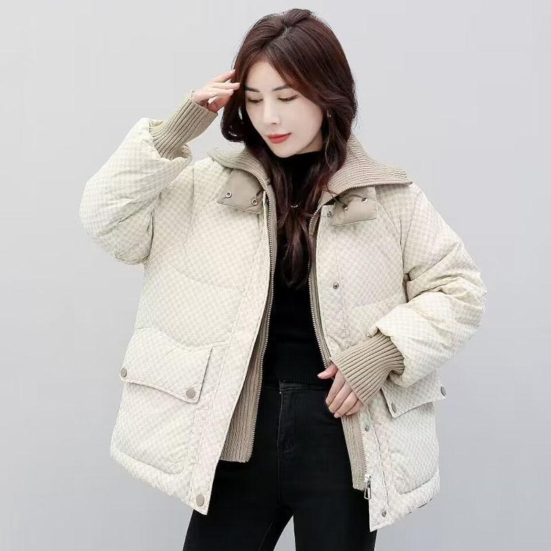 春 コーデ レディース ファッション オシャレ カワイイ シンプル きれいめ ナチュラル 上品カジュアル 婦人服 フェイク ツーピース ニット ダウン パッド入り ジャケット |リコット