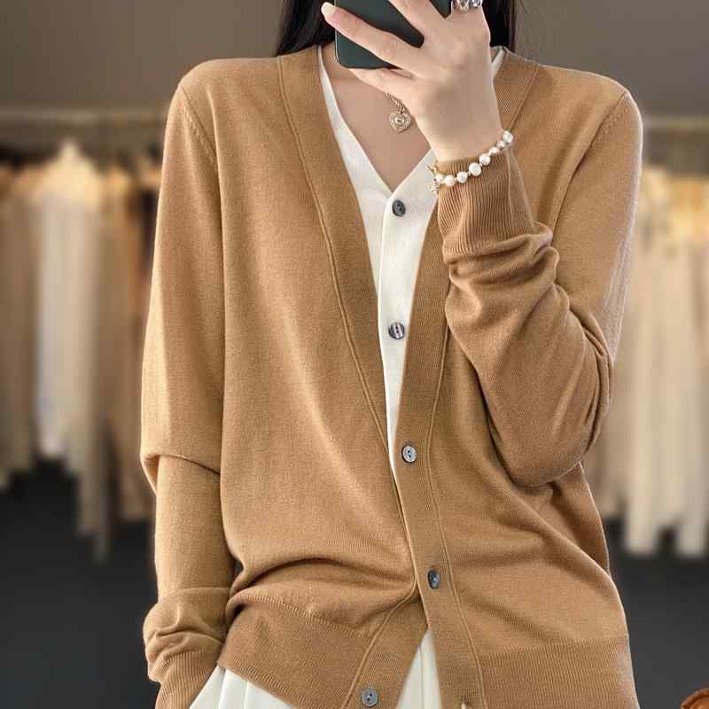 春 コーデ レディース ファッション オシャレ カワイイ シンプル きれいめ ナチュラル 上品カジュアル 婦人服 ウールカーディガン フェイク ツーピース セーター ジャケット ニットアウター トップス