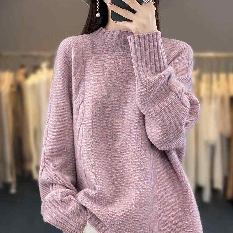 春 コーデ レディース 流行り物 オシャレ カワイイ   分かりやすい 好いたらしいめ 自然的 雅びやか心地よい お上さん服 羊毛 スウェーター 二分の一 タートルネック 捻じれ 気が大きい大きさ 編み物 プルオーバー