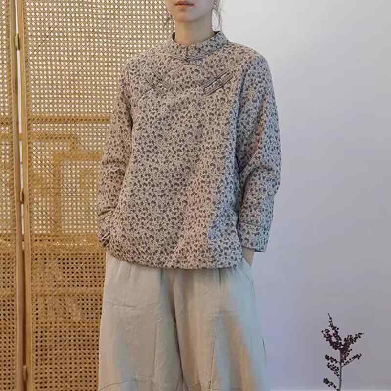 春 コーデ レディース ファッション オシャレ カワイイ シンプル きれいめ ナチュラル 上品カジュアル 婦人服 エスニック 花柄 クラシック ボタン付き コットン ジャケット カジュアル シンプル