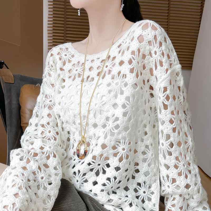 春 コーデ レディース ファッション オシャレ カワイイ シンプル きれいめ ナチュラル 上品カジュアル 婦人服 ラウンドネック ニット ブラウス ウール セーター シャツ トップス