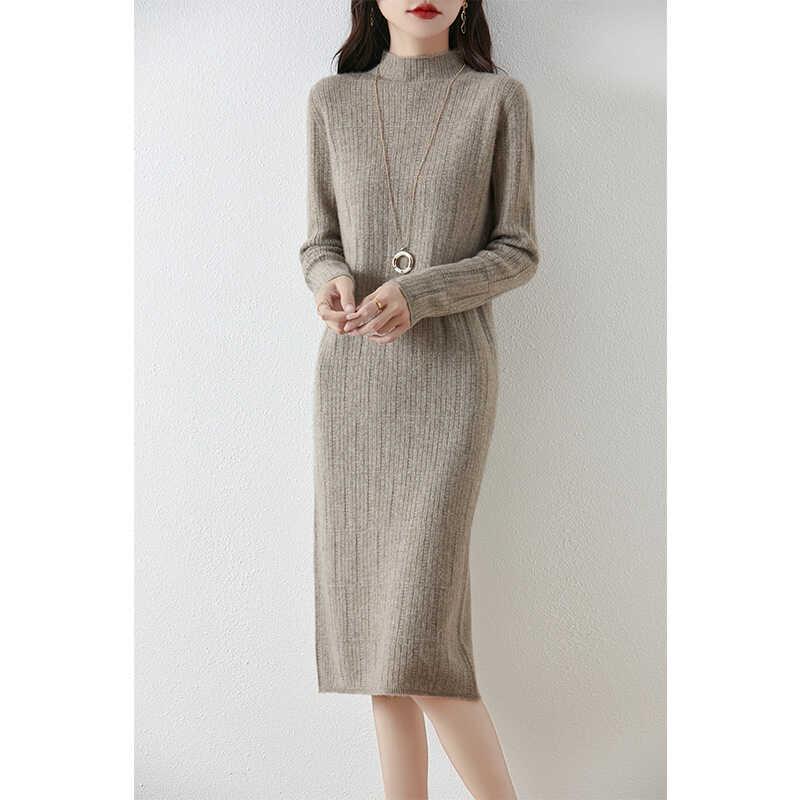 春 コーデ レディース ファッション オシャレ カワイイ シンプル きれいめ ナチュラル 上品カジュアル 婦人服 ウール ドレス フェミニン スリムフィット スカート ロング ハーフ タートルネックニット レイヤリング セーター スカート