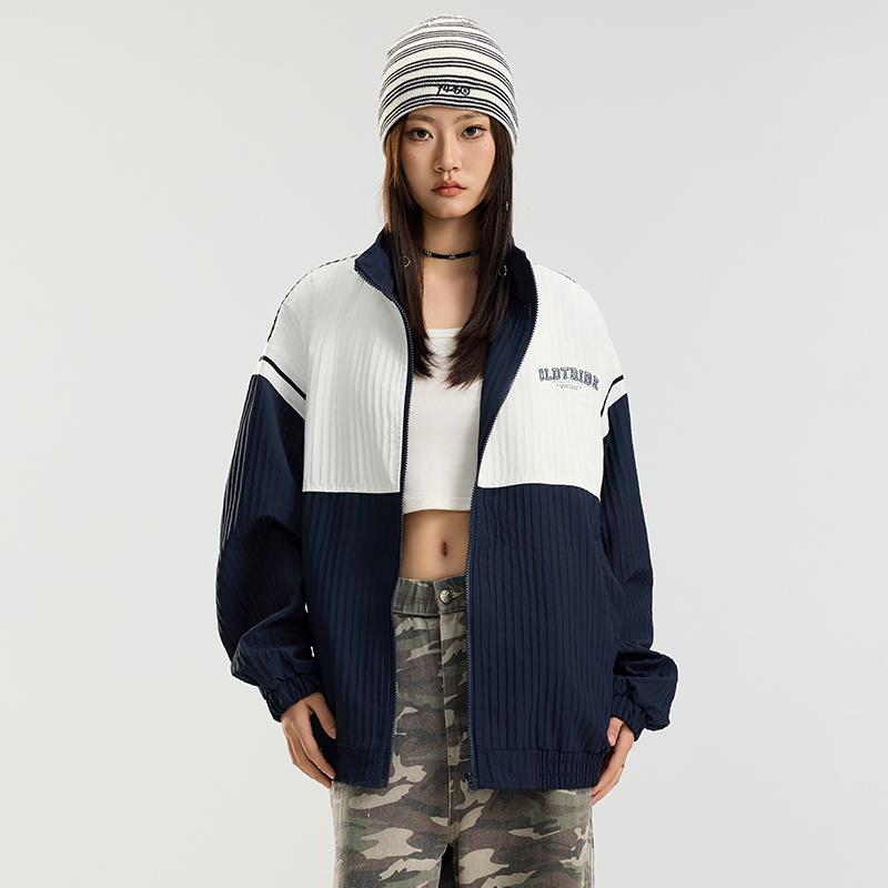 レディース ファッション 服 オシャレ カワイイ 女性用 シンプル 大人カワイイ 大きいサイズ 婦人服 アメリカン レトロ 配色 スタンドカラー ジャケット ハイエンド トップス 秋 ボンバー 7,551円