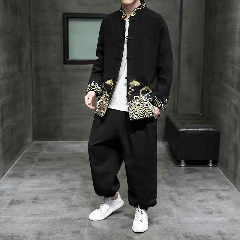 メンズ ファッション 服 男性用 オシャレ シンプル 大人 かっこいい 大きいサイズ ストリート 紳士服 シャツ 長袖 秋 ジャケット ディスク ボタン 唐 スーツ 韓服