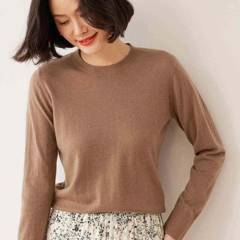 春 コーデ レディース 流行り物 オシャレ カワイイ   分かりやすい 好いたらしいめ 自然的 窈窕たる心地好い 亭主もち服 ラウンドのど首 薄っぺら 無地 ティーシャツ プルオーバー 長袖 絨毛 セーター-ニット・セーター-トップス
