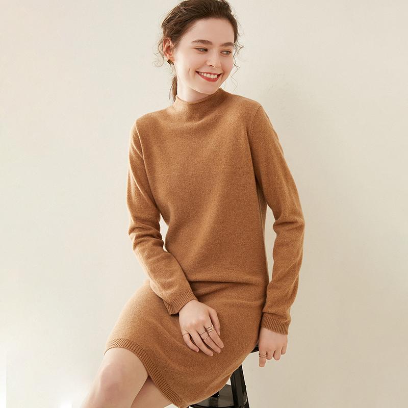 春 コーデ レディース ファッション オシャレ カワイイ シンプル きれいめ ナチュラル 上品カジュアル 婦人服 ハーフ タートルネック ロール ヘム ウール ドレス スリムフィット インナー ニット スカート スカート